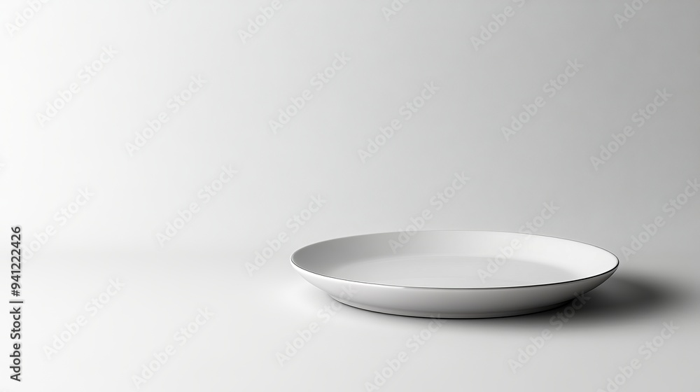 A white plate sits on a white background A white plate sits on a white background