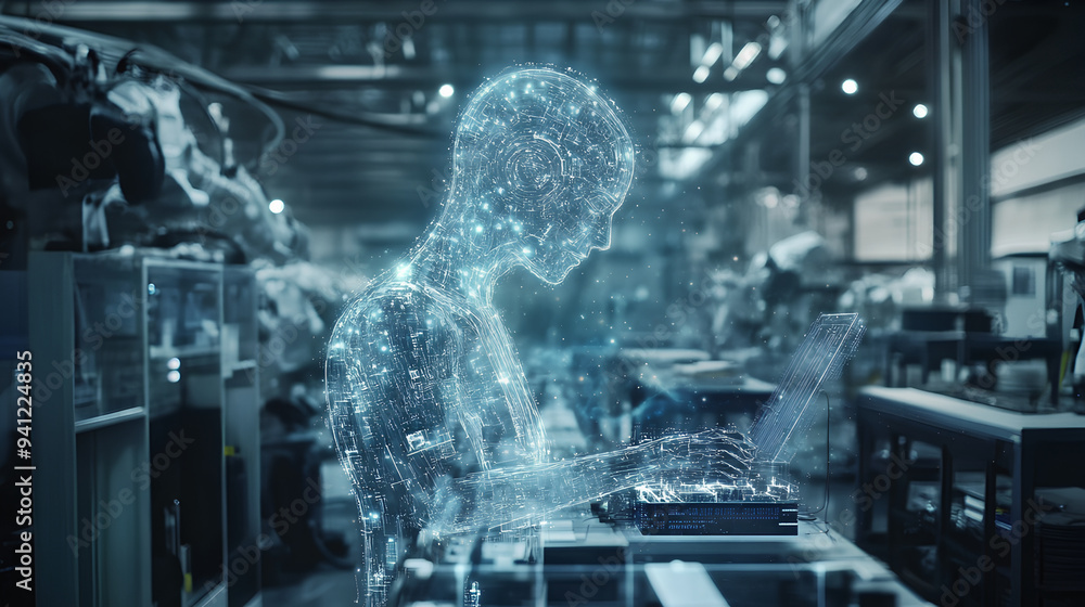 Fototapeta premium Big data analysis and automation technology in business and industrial manufacturing concept on virtual screen