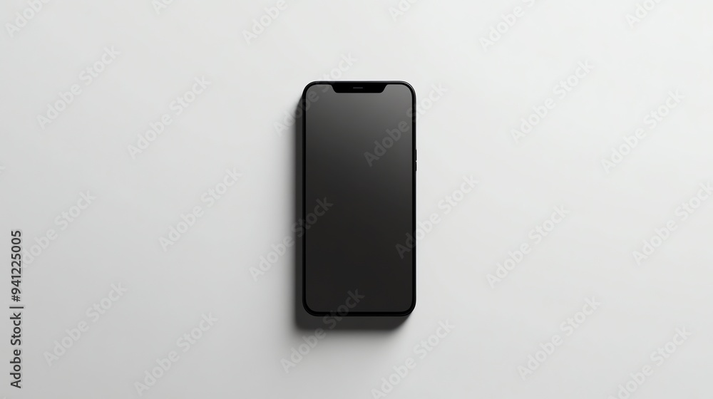 A black smartphone on a white background. A black smartphone on a white background.