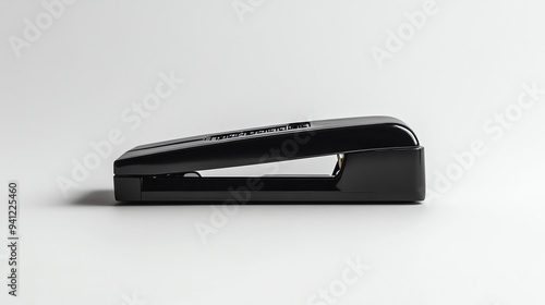 A black stapler on a white background.