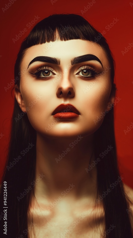 Striking and Captivating Portrait of an Elegant and Mysterious Female Model with Bold Makeup and Striking and Captivating Portrait of an Elegant and Mysterious Female Model with Bold Makeup and