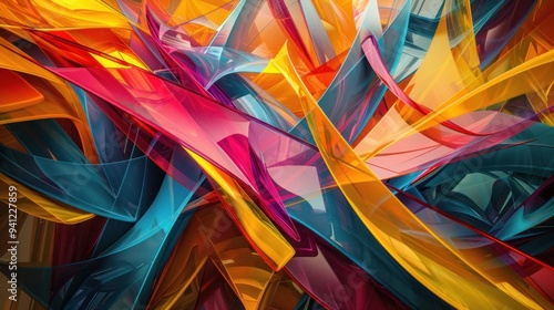 Vibrant Abstract Pattern with Geometric Shapes and Artistic Elements