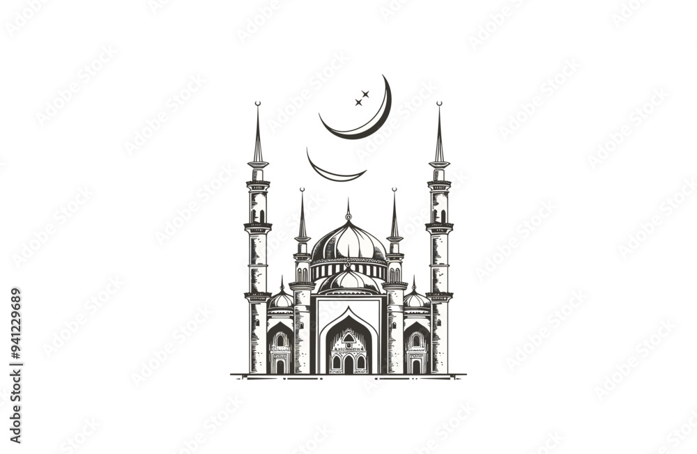 Mosque logo style icon design template flat vector