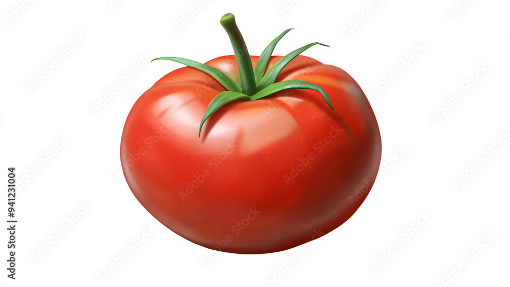 Tomato with green stem isolated on white background Tomato with green stem isolated on white background