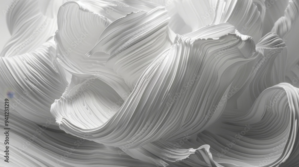 Obraz premium Abstract Background, White Wavy Pattern, Smooth Lines, Beautiful Lighting for Design, Decoration