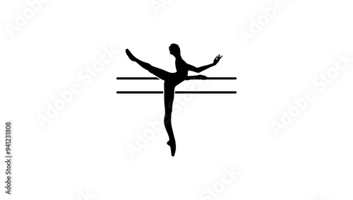 ballet school, black isolated silhouette