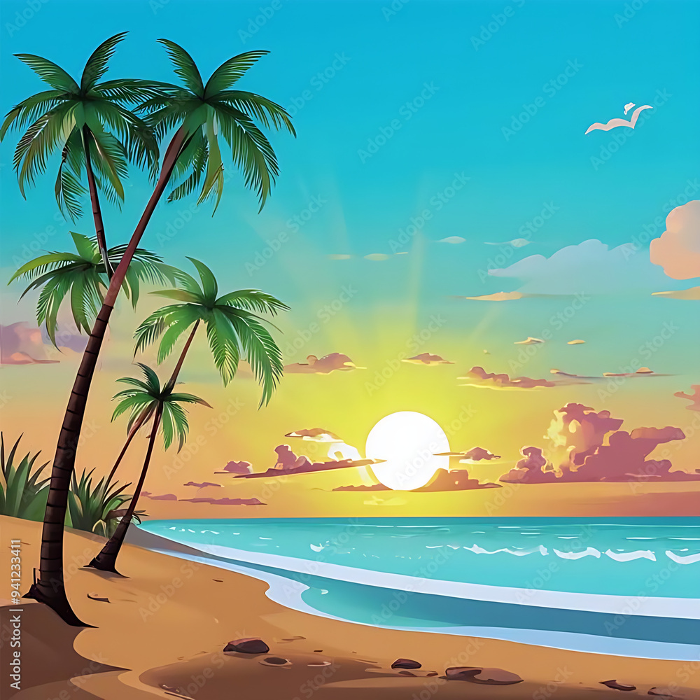 beach with palm trees beach with palm trees