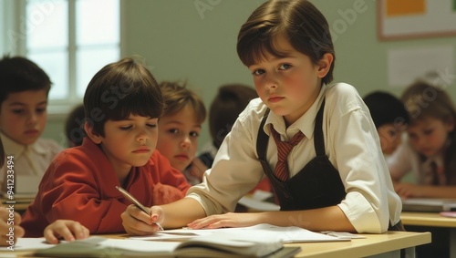 young pupils working in a c...