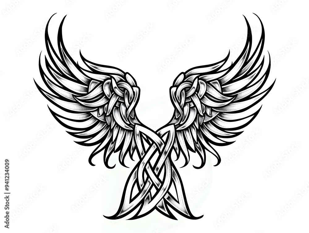 Angel Wings very simple traditional tattoo flash styles illustration Angel Wings very simple traditional tattoo flash styles illustration