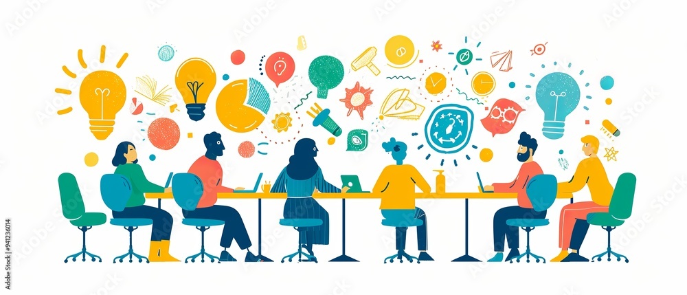 Teamwork concept, An energizing design of a diverse team working together on a project Teamwork concept, An energizing design of a diverse team working together on a project