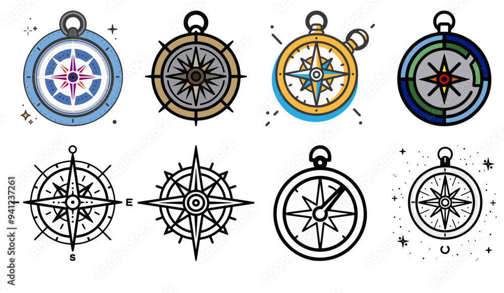 Vector compass set Vector compass set