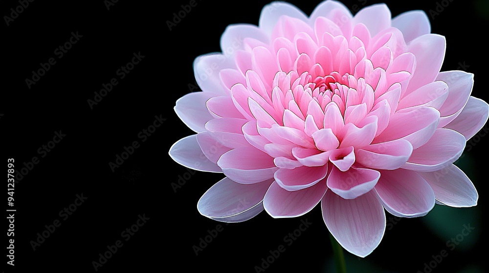 A vibrant pink bloom atop a verdant green canopy amidst a dark expanse A vibrant pink bloom atop a verdant green canopy amidst a dark expanse