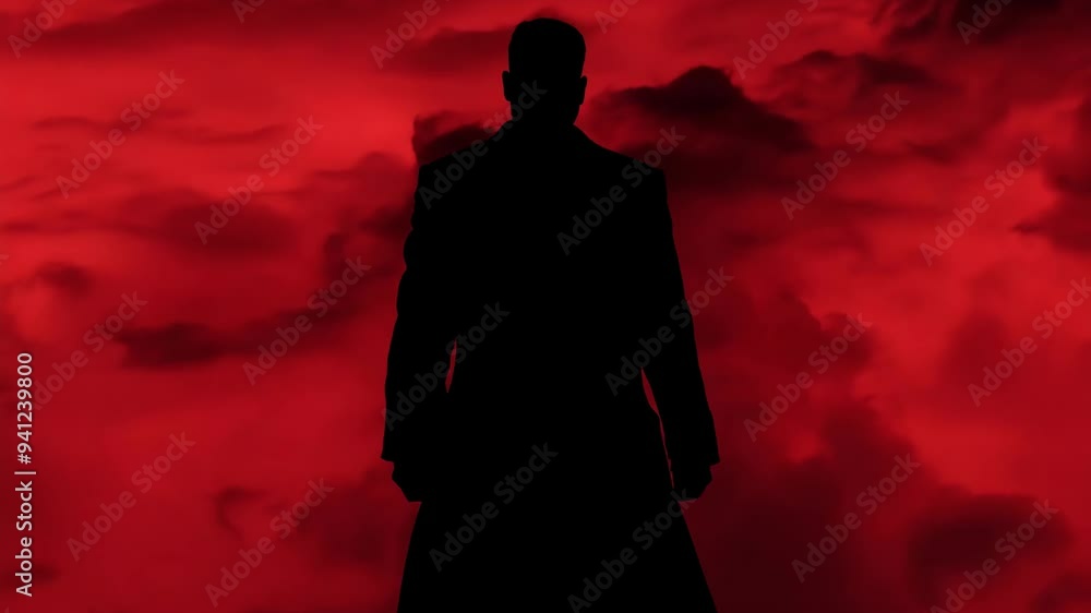 Captivating sunset sky glows red over mountains, creating stunning evening atmosphere Captivating sunset sky glows red over mountains, creating stunning evening atmosphere