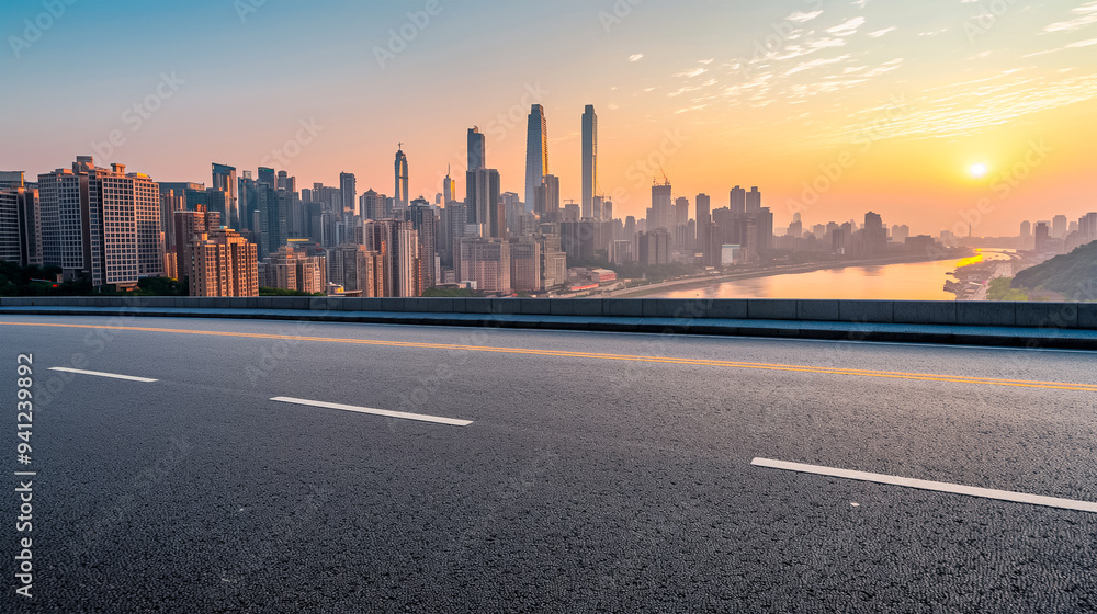 Fototapeta premium Asphalt road sky high quality