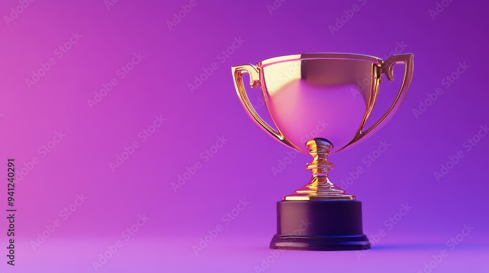Symbol of victory and success with trophy cup on purple background. Stock image. Symbol of victory and success with trophy cup on purple background. Stock image.