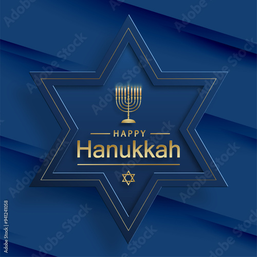 Happy Hanukkah card with nice and creative symbols on color background for Hanukkah Jewish holiday