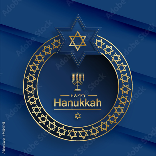 Happy Hanukkah card with nice and creative symbols on color background for Hanukkah Jewish holiday