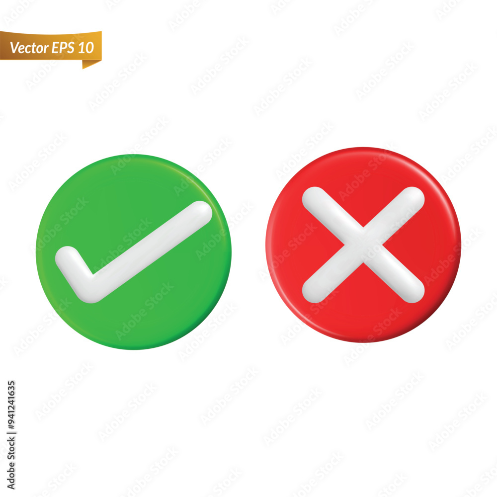 3d flat tick cross right wrong selection mark symbol or sign clipart png transparent background 3d flat tick cross right wrong selection mark symbol or sign clipart png transparent background