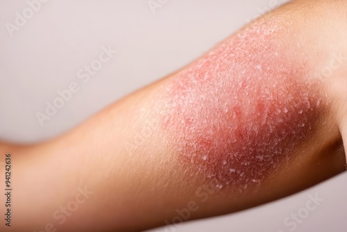 Person elbow affected by psoriasis, need for awareness and treatment