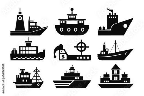 Ship and Boat Icon Set