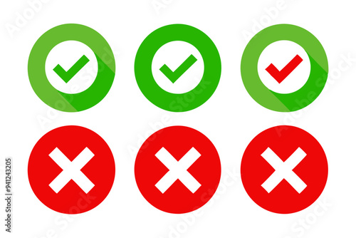 Cross and Tick Icon Set