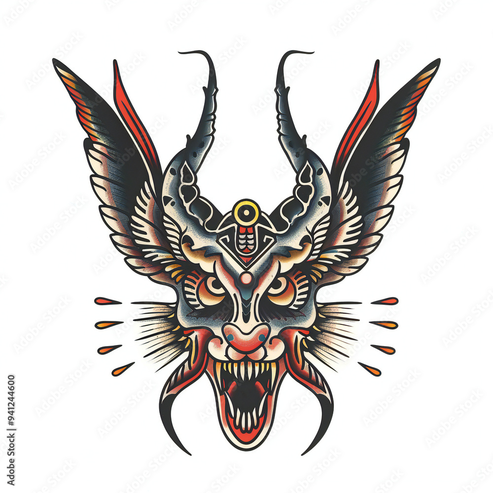 Fototapeta premium Banshee head very simple traditional tattoo flash styles illustration