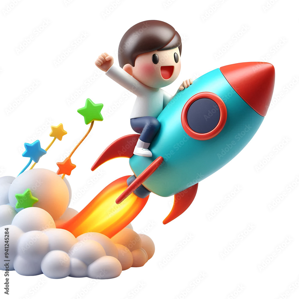 3d person with rocket 3d person with rocket