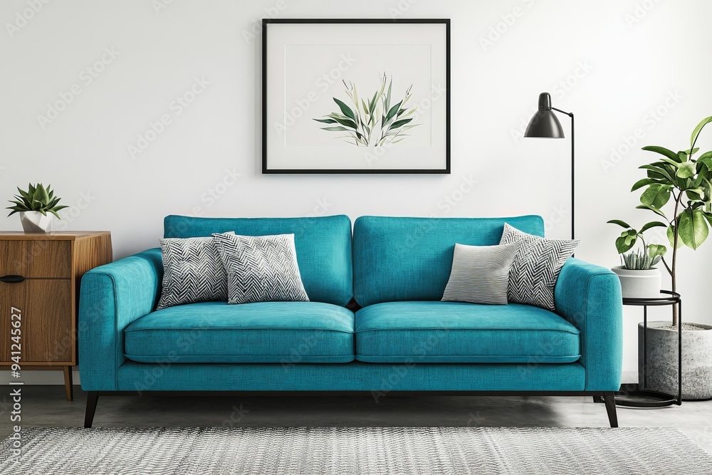 A mockup frame of a stylish interior couch in a living room A mockup frame of a stylish interior couch in a living room