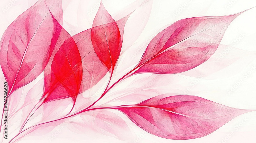 A sharp image of leaves on a red and white background A sharp image of leaves on a red and white background