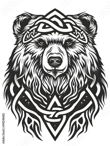 Bear head very simple traditional tattoo flash styles illustration