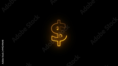 Business and finance conceptual neon light dollar icon illustration background.