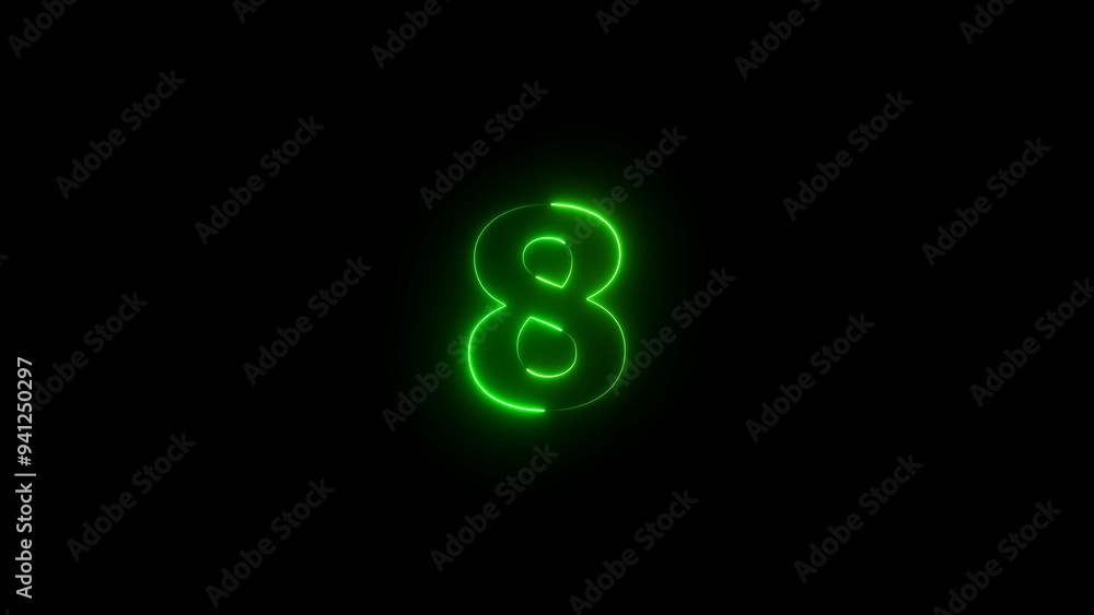 Neon number 8 icon background. Glowing neon number eight. Neon number 8 icon background. Glowing neon number eight.