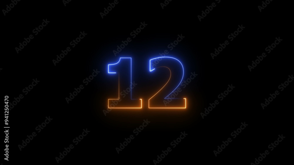 Abstract neon countdown 12 number text background illustration. Abstract neon countdown 12 number text background illustration.