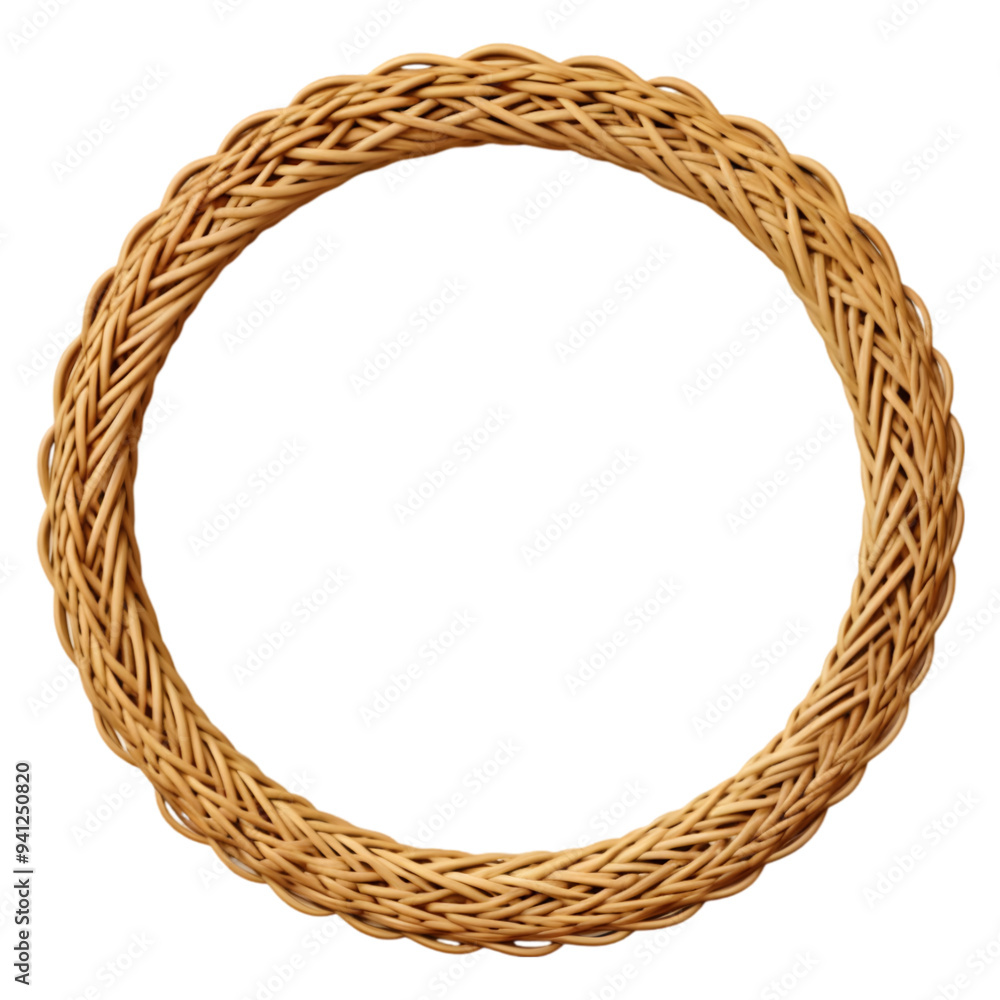 Simple and elegant round rattan picture frame mockup, woven patterns, showcasing natural textures and warm tones, ideal for rustic or bohemian-inspired decor, isolated on transparent background, PNG. Simple and elegant round rattan picture frame mockup, woven patterns, showcasing natural textures and warm tones, ideal for rustic or bohemian-inspired decor, isolated on transparent background, PNG.