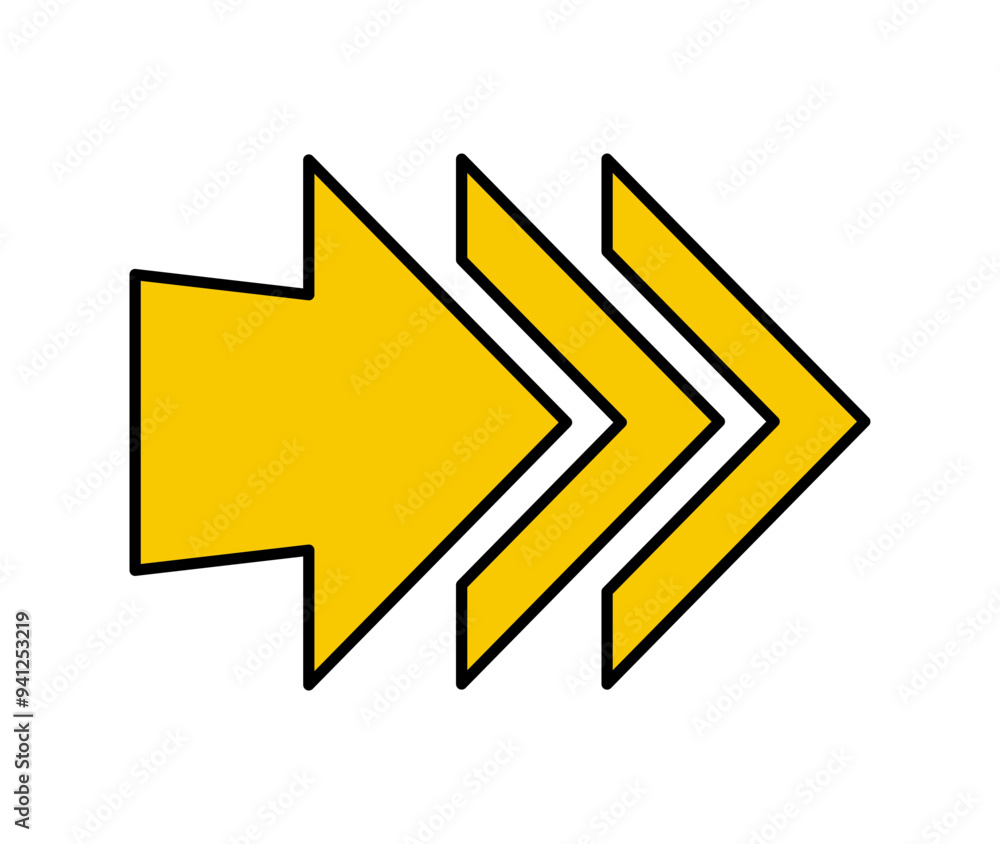 Arrow icon. Vector yellow right arrow icon. Arrow icon. Vector yellow right arrow icon.