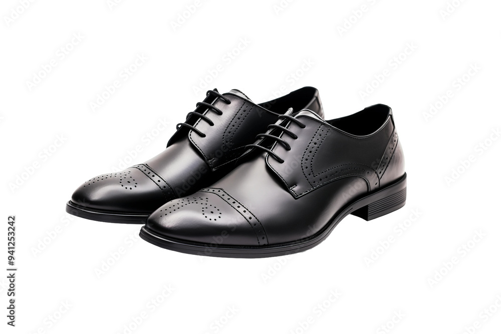 pair of black leather shoes on isolated on white pair of black leather shoes on isolated on white