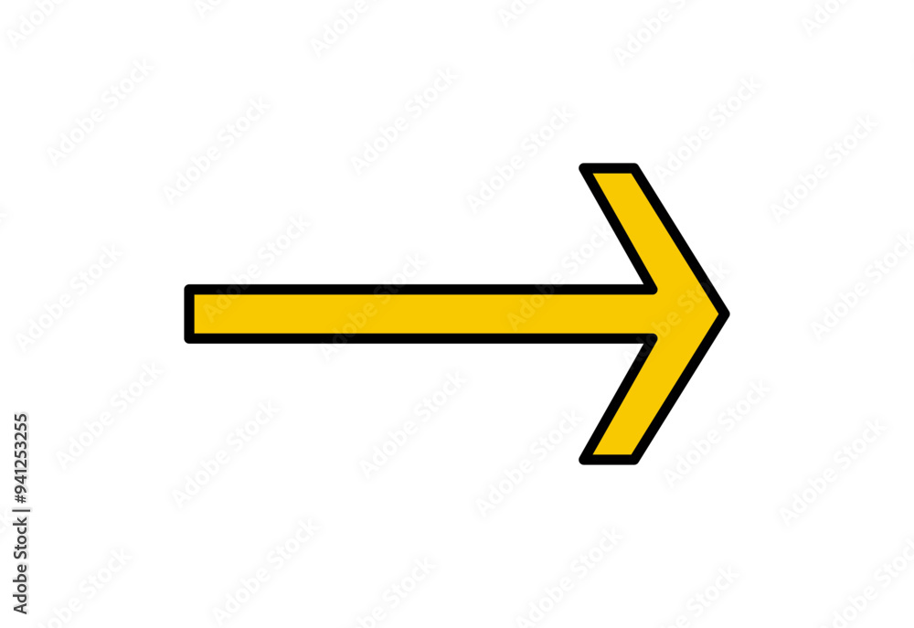 Single arrow icon. Vector yellow right arrow icon. Single arrow icon. Vector yellow right arrow icon.