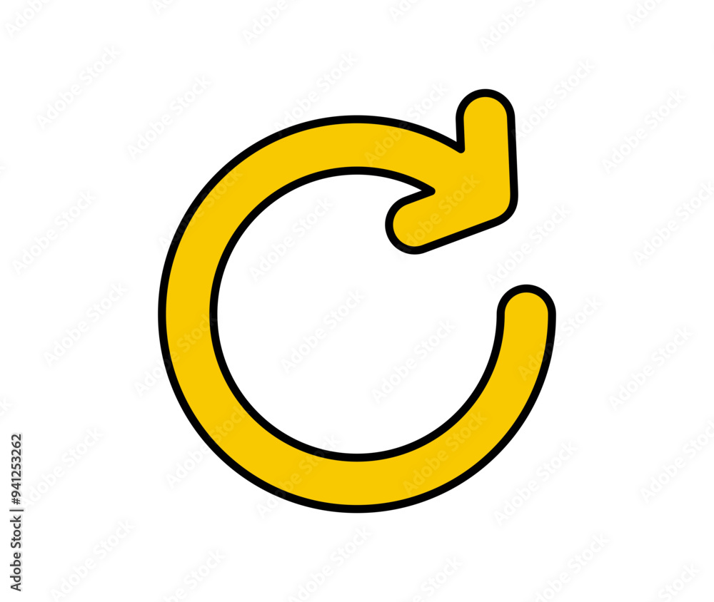 Yellow circle arrow icon. Refresh, reload, loading, recycle symbol. Repeat illustration. Yellow circle arrow icon. Refresh, reload, loading, recycle symbol. Repeat illustration.