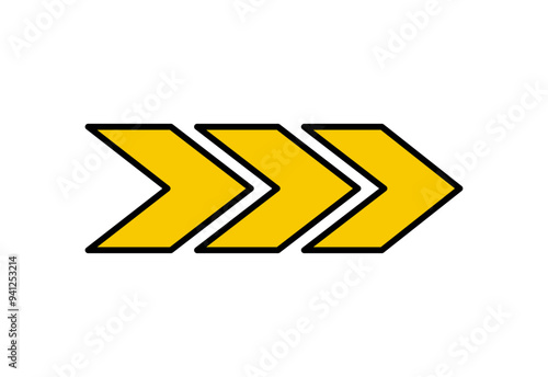 Arrow icon. Vector yellow right arrow icon.