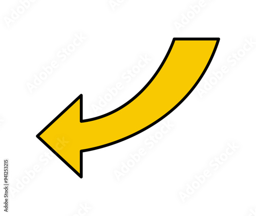 Arrow icon. Vector yellow left arrow icon.