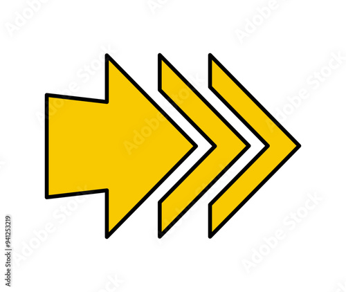 Arrow icon. Vector yellow right arrow icon.