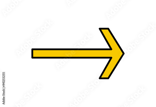 Single arrow icon. Vector yellow right arrow icon.