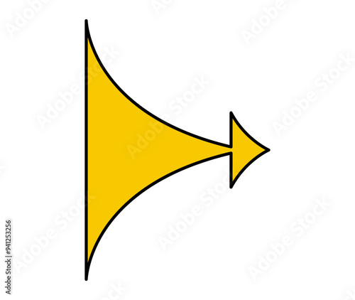 Wide arrow icon. Vector yellow right arrow illustration.