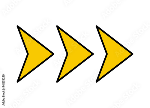 Arrow icon. Vector yellow right arrow icon.