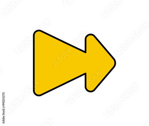 Single arrow icon. Vector yellow right arrow icon.