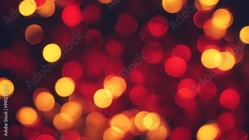 Abstract Bokeh Lights in Red & Yellow on Black Background. Vibrant, Glowing Colorful Effects. Capturing Dynamic Light Patterns with Rich Hues. Perfect for Eye-Catching Designs & Stunning Visuals