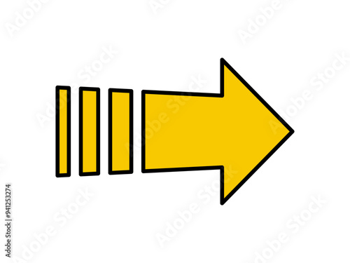 Single arrow icon. Vector yellow right arrow icon.