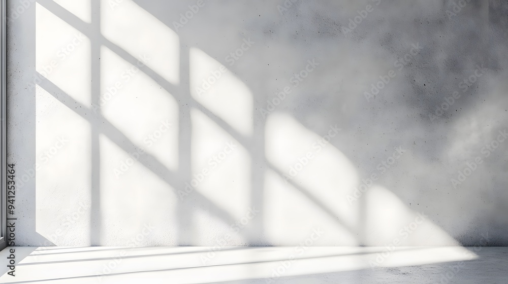 Obraz premium Flat white studio panel background near a cement wall, offering a minimalist and modern backdrop.