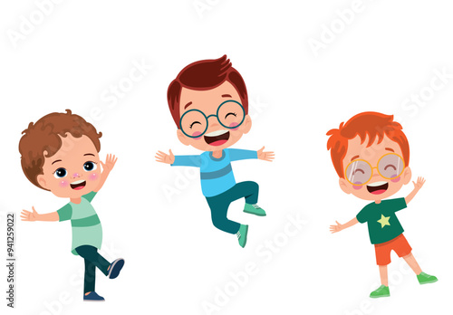 Vector Illustration Of Kids Playing in the clasroom