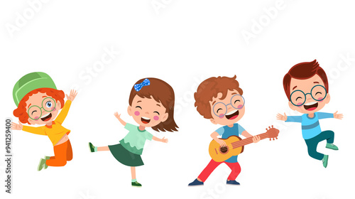 Vector Illustration Of Kids Playing in the clasroom